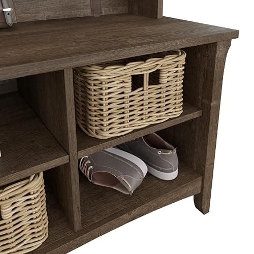 Bush Furniture Salinas Hall Tree with Shoe Storage Bench in Ash Brown thumbnail 4