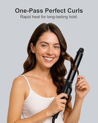 ANNLARY 1.25 Inch Curling Iron, 1 1/4 Titanium Ceramic Hair Curler, Fast Heating Curling Wand with 8 Heat Settings with LED Display for All Hair Types Dual Voltage 110-240V for Travel thumbnail 2