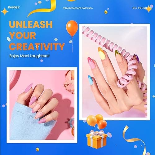 beetles Gel Polish Set Fall Gel Nail Polish Kit 36 Pcs 32 Colors with Base Top Coat Burgundy Red Blue Purple Hot Pink Green Black White Uv LED Lamp Nails Gifts for Women Fingertip Palette thumbnail 6