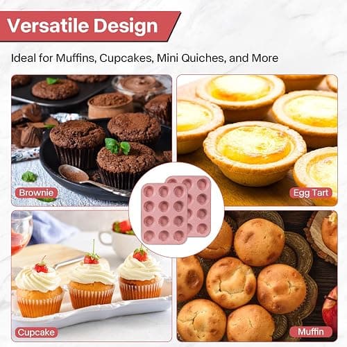 Spmarkt 2-Pack Pink Nonstick Muffin Pans, 12-Cup Muffin Cake Pan, 5-Layer Free PFOA/PFOS/PTFE Safe Cupcake Pan, Durable & Easy-Clean Muffin Cup for Baking thumbnail 5