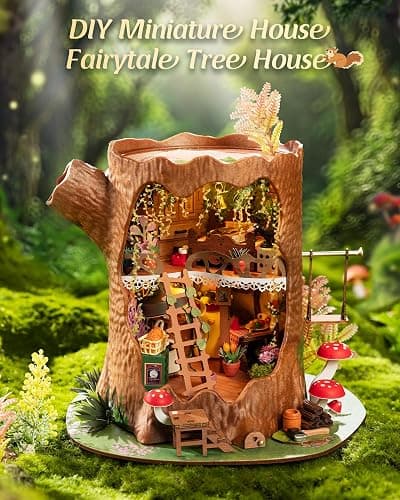 ROBOTIME Kit Maison Miniature à Construire Fairytale Tree House, Kit de Construction 3D en Bois avec Éclairage LED, Cadeau d'anniversaire Créatif pour Adultes et Adolescents thumbnail 7