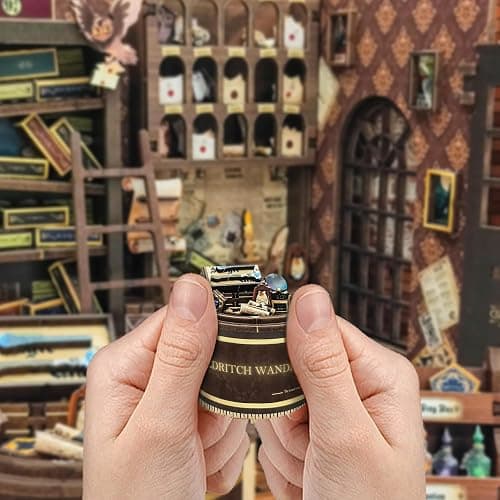 Book Nook DIY Miniature House Kit - Booknook Kit for Adults, Bookshelf Decor 3D Wooden Puzzle, Birthday Gifts for Book Lovers Women Friends - Magic Wand Shop thumbnail 6