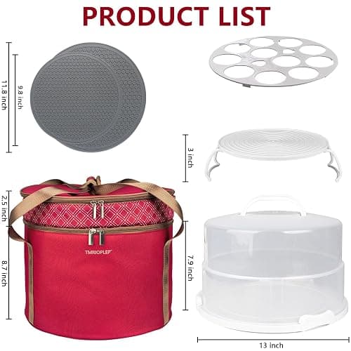 Tmrioplep 12 Inch Cake carrier Container with Lid and Handles Includes Insulated Bag for Safe Transportation of Buttercream Doesn't Melt Easy for Cakes, Pies and Cupcakes (Red) thumbnail 2