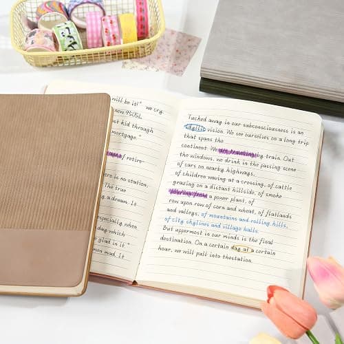 TSFPapier Lined Journal Notebook for Work College Ruled Note Book 5.79"x8.27" A5 PU Leather Daily Journaling 216 Pages for Women Men Writing Home School Supplies Business (Black) thumbnail 2