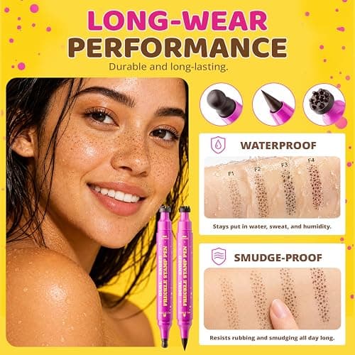 Dual-Ended Freckle Stamp Pen,Sponge Stamp & Precision Tip,Caramel Brown 03 | Soft sponge stamp, precision tip, realistic faux freckles, waterproof, long-lasting, buildable color, natural or bold looks thumbnail 6