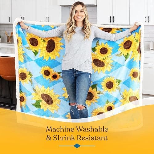 Sunflower Throw Blanket - 50x60 Inch Lightweight, Ultra Soft, and Cheerful - Beautiful Sunflower Gifts for Women - Decor for Bedroom or Living Room thumbnail 4