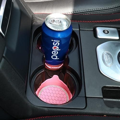 Amooca Car Cup Coaster Universal Non-Slip Cup Holders Bling Crystal Rhinestone Car Interior Accessories 2 Pack Peach Pink thumbnail 4