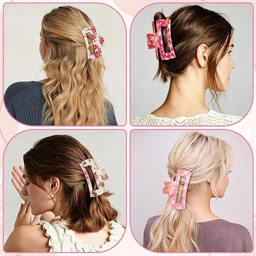 laxizar 4 Pcs Hair Clips 4.1 Inch Claw Cips Floral Hair Accessories thumbnail 5