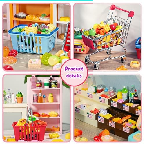 183Mini Food Toys Dollhouse Fruit Vegetable Bread Rack Display Shelf Grocery Store Shopping Cart Basket Miniature Drink Supermarket Metal Handcart Kitchen Play Game Party Cash Register thumbnail 9