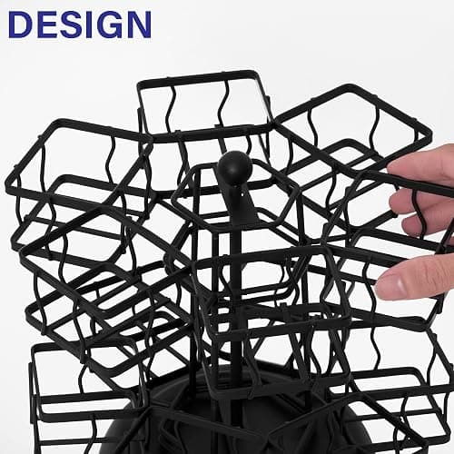 NHZ Tea Bag Organizer - Spinning Carousel Holder With 12 Compartments, Up to 140 Tea Bags Storage, Black Powder Coated Stainless Steel thumbnail 9