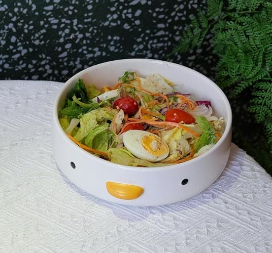 PURROOM Cute Duck 8.6'' Fruit Bowl, Handmade Glaze Large Ceramic Salad Plate, Flat Bottomed Bowl, Home Family, Friend. thumbnail 4