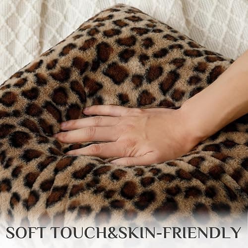 Softalker Cheetah Pillow Covers 18 x 18 Inch, Set of 2, Dense Faux Rabbit Fur Couch Leopard Pillow Cover, Decorative Super Soft Fluffy Cushion Cheetah Pillow Cases for Home Living Room Bedroom, Brown thumbnail 5