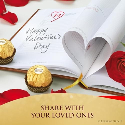 Ferrero Rocher Gourmet Hazelnut Milk Chocolate Valentine's Day Gift Box, 24 Individually Wrapped Chocolates for Gifting, 10.6 oz thumbnail 6