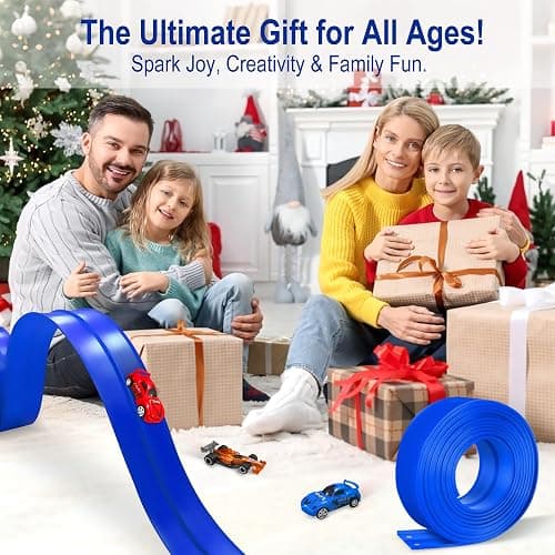 Flexible Race Track for Kids Starter Set - 20FT Flex Race Car Ramp Track with Strong Suction Cups, Rolls Up Portable DIY Racetrack Compatible with Hot Wheels & Diecast 1/64th Cars thumbnail 7