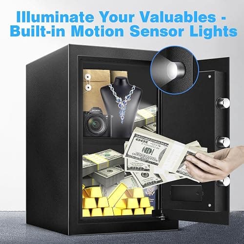 RETLLAS 2.5 Cu Ft Safe Box for Home Steel Electronic Digital Safety Box Personal Security Lock Box with LED Sensor Light Emergency Type-C External Charge for Money Jewelry Documents thumbnail 6