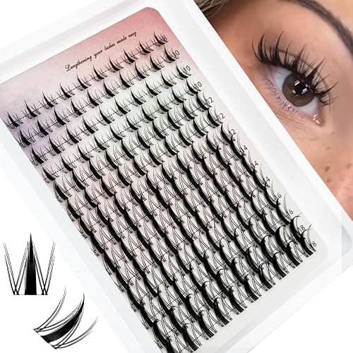Fairy Lash Clusters Manga Cluster Eyelash Whybraw Anime Lash Clusters | Spiky Eyelashes Extensions Natural Look C-Curl Individual Wispy 8-18MM 140pcs Wet-Look Eye Lash Ultra-Thin Clear Lash Band - Image 1