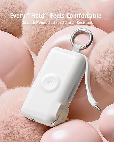 RORRY Flow Portable Charger 10000mAh 40W Wall Plug Power Bank Battery Pack | Built-in USB-C Cable, Keychain Design, Fast Charging, for iPhone 18 Pro/17/16/15, Apple Watch, iPad, Travel Essential thumbnail 9