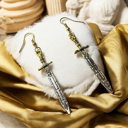 Annabeth Riptide Sword Sea of Monsters Olympian Demigod Silver Tone Drop Dangle Earrings thumbnail 6