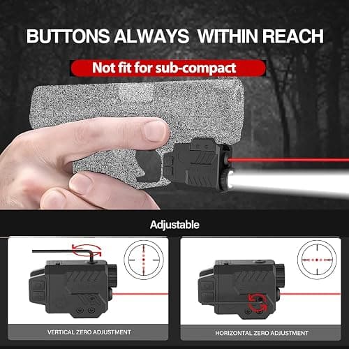 Solofish 800 Lumens Adjustable Pistol Light Laser Combo, Strobe Function Red Laser and Tactical Light Fits for Guns with Rail thumbnail 6