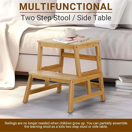 COSYLAND Kids Kitchen Step Stool，Toddler Standing Tower with CPC Certification, Removable Anti-Drop Railing Safety Rail Unique Patented Design Anti-tip Structure More Stable, 1.5-3 yrs Natural Bamboo thumbnail 9