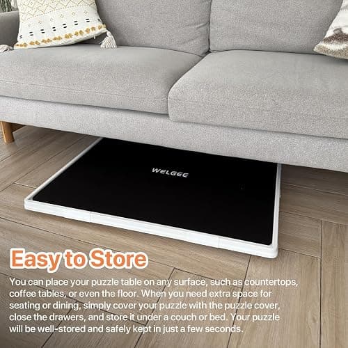 WELGEE 1500 Pieces 2-in-1 Tilting & Rotating Puzzle Board with Drawers and Cover, 35"x27" Portable Spinning Plastic Jigsaw Puzzle Table for Adults, Upgraded Lazy Susan thumbnail 8