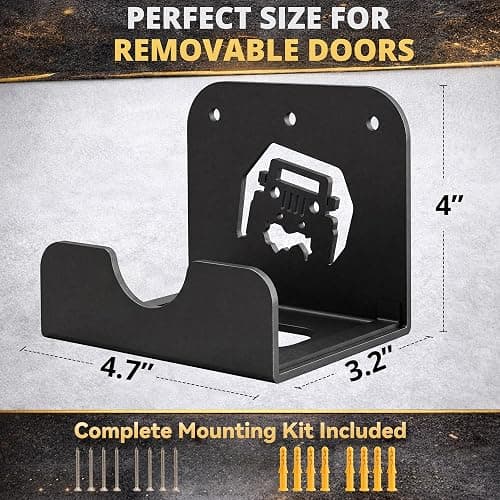 WIPHANY 4 Pcs Removable Door Storage Hanger with Rubber Wall Mount Heavy Duty Door Hanger Storage Holder Bracket Rack For1956-2020 Wrangler CJ YJ TJ LJ JK JKU JL JLU & 2021 Gladiator JT On Garage Pack thumbnail 2