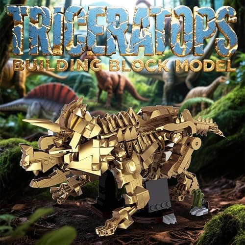 Myth Qholve Triceratops Fossil Skeleton Building Block Set Movable Dinosaur Model with Articulated Joints Educational STEM Construction Toy for Kids & Collectors thumbnail 4