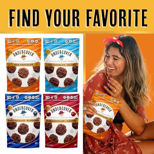 Undercover Snacks Chocolate Quinoa Crisps - Variety Sampler Pack | 7-Pack, 3oz Bags of Mini Crisps | Gluten Free, Nut-Free, Allergen Friendly, Kosher thumbnail 6