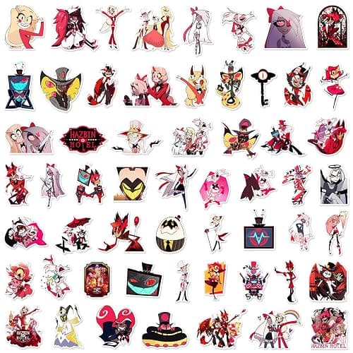 50Pcs Hazbin Cartoon Hotel Stickers Mixed Pack,Cartoon Characters Stickers Movie Decorative Sticker for Kids Teens Adults Waterproof Sticker for Water Bottle Laptop (Hotel) thumbnail 7