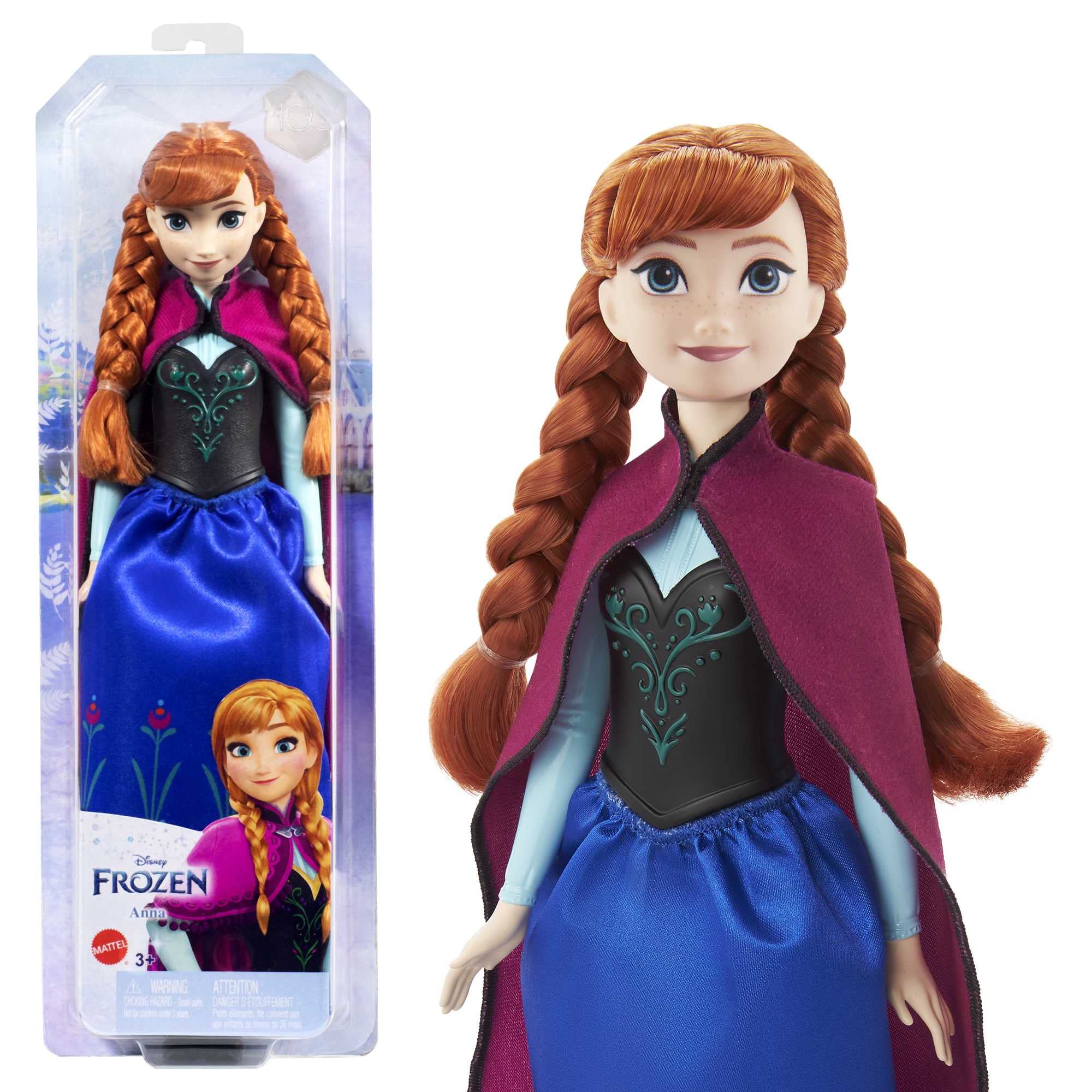 Mattel Disney Princess Dolls, New in 2023, Movable Anna Fashion Doll with Famous Outfit and Accessories, Toy Inspired by Disney's Frozen HLW49 - Image 1