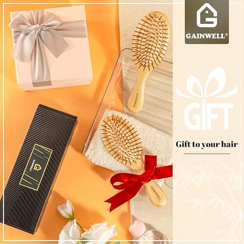 GAINWELL Hair Brush for Hair Growth, Bamboo Bristles Detangling Wooden Paddle Hair Brush for Massaging Scalp, All Hair Types Women Men Kids, Ergonomic Handle, Pointed Bristle thumbnail 7