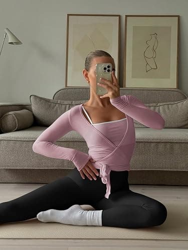 LASLULU Womens Long Sleeve Tie Front Wrap Tops Yoga Shrugs Long Cardigan | Wrap Tops,Shrugs for women,See-through,Workout Tops,Long Sleeve Shirts,Summer Fall Winter,Yoga Pilates Tops,Casual Fashion thumbnail 3