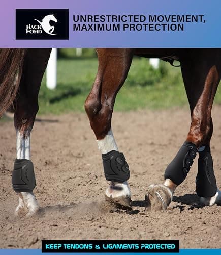 HackFond Horse Tendon Boots, Fetlock Boots & Open Front Boots for Jumping, Set of 4, Horse Protection Leg Guard thumbnail 5