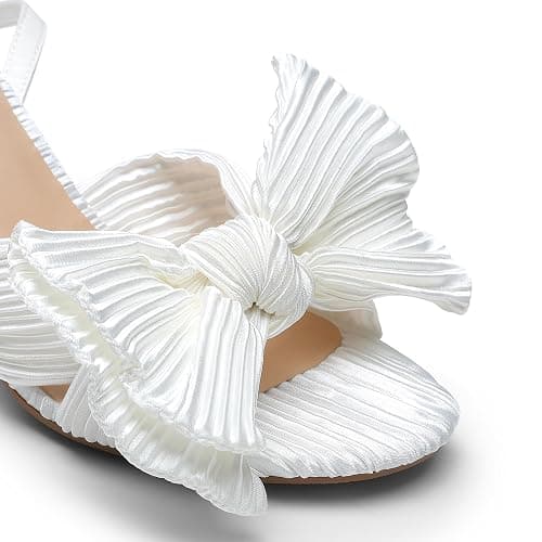 DREAM PAIRS Women's Bow Knot Heeled Sandals Low Chunky Heels Open Toe Ankle Strap Slingback Dress Shoes for Wedding Bridal Party thumbnail 2