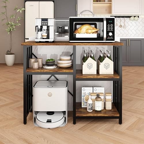 4-Tier Bakers Rack for Kitchens with Storage, Mini Fridge Stand, Microwave Oven Stand Table, Bar Cabinet, Aquarium Stands, Adjustable Shelves Freestadning for Kitchen, Living Room, Office, Patio. thumbnail 6