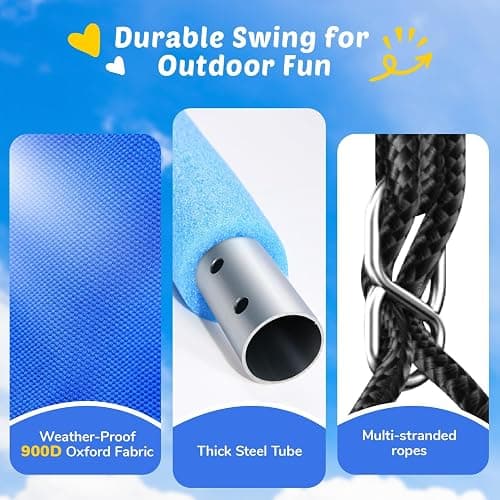Trekassy 700lbs 40“ Saucer Tree Swing for Kids Adults Outdoor 900D Oxford Waterproof with Pillow, Swivel, 2pcs Tree Hanging Straps thumbnail 3