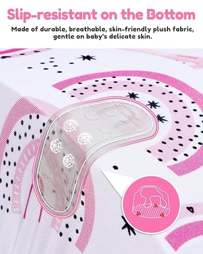 BOMOLOUR Seat Cover Compatible with Bumbo and Nuby Seat, Removable Breathable Baby Floor Seat Cover for Boys and Girls, Seat Not Included (Pink Rainbow) thumbnail 5
