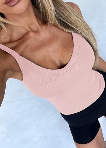 iGENJUN Womens Spaghetti Strap V-Neck Ribbed Tank Tops for Women 2025 Slim Fitted Soft Camisole Basic Layering Shirts thumbnail 3