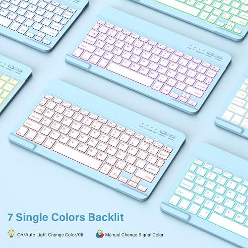 KBCASE for iPad 10th /A16 11th Generation Case with Keyboard Detachable Keyboard Case for iPad 10th 10.9" 2022/A16 11th Generation 11" 2025 with Pencil Holder, Multi-Angle,UK Layout, Blue thumbnail 3
