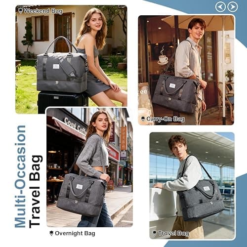 Weekender Bags for Women,Vacuum Overnight Travel Duffel Bag with Compression Pocket & Air Pump, Personal Item Travel Bag thumbnail 8