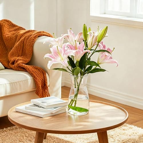 Der Rose 8 inch Clear Glass Flower Vases for Flower Bouquet Decoration Home Centerpiece Wedding Decor Gift thumbnail 6