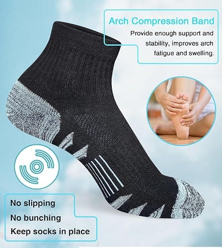 Heyoboy Womens Ankle Anti-blister Thick Cushioned Cotton Wicking Hiking Athletic Running Socks 5 Pairs thumbnail 6