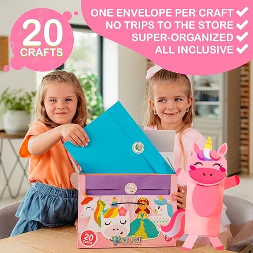 Craftikit® 20 Award-Winning Princess & Unicorn Crafts for Kids Ages 3-10 Years, All-Inclusive Toddler Arts and Craft Kits for Kids, Fun Toddler Craft Box for Girls in Preschool thumbnail 4