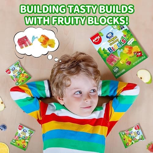 AMOS 4D Vegan Gummy Blocks Candy – Assorted Fruit Flavors, Made with Real Juice, Fun-to-Build Edible Blocks, Fat-Free, (8.47 oz Pack of 1) thumbnail 6