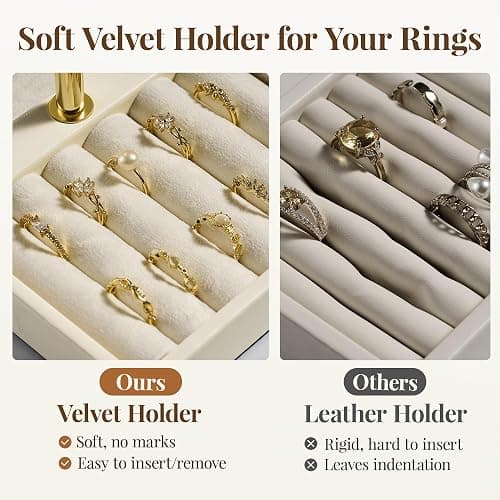bussdis 3 Tier Bracelet Holder Display - Beige Leather Bracelet Holder, Detachable T Bar Jewelry Holder Organizer for Bracelet, Necklace, Earrings, Rings, Watches, Bangle thumbnail 5