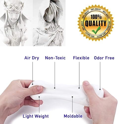 Moldable Cosplay Foam Clay (White) – High Density and Hiqh Quality for Intricate Designs | Air Dries to Perfection for Cutting with a Knife or Rotary Tool, Sanding or Shaping thumbnail 4