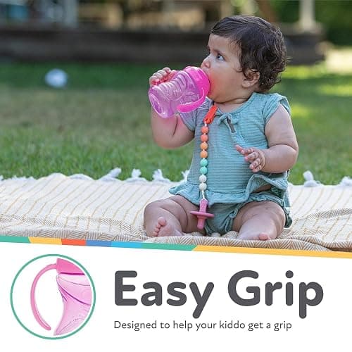 Nuby Clik-It Grip N' Sip Soft Spout No-Spill Training Sippy Cup with Handles - (3-Pack) 10 oz - 4+ Months - Aqua/Purple/Pink thumbnail 5