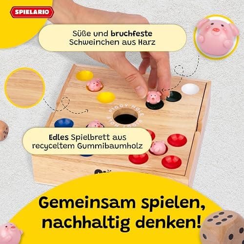 Spielario OINK und Weg | Schweinchen Spiel Holz | Das lustige Familienspiel für zwischendurch | Big Hole Schweinchenspiel | Mehr Spannung durch taktisches Würfeln | Schweine Spiel als Geschenk thumbnail 6