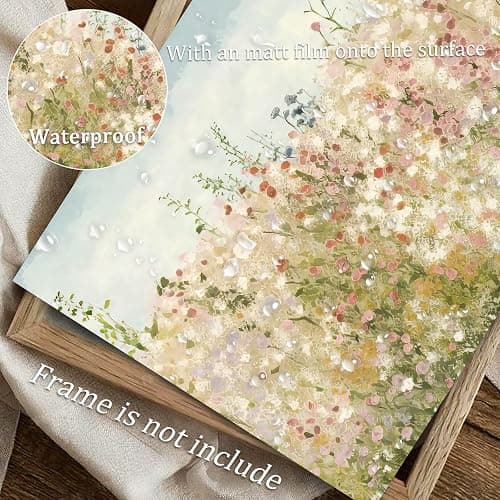 uniro Wildflower Field Vintage Canvas Wall Art for Home Decor, Spring Landscape Art Print, Botanical Floral Posters Oil Painting Wall Art, Plant Flower Pictures Farmhouse for Living Room, Bedroom, Bathroom Decor( 8" x 10"-UNFRAMED) thumbnail 5