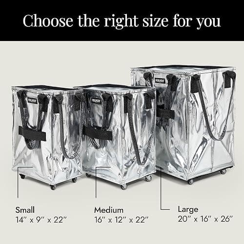(Large, Silver) Reusable Grocery Bag On Wheels, Shopping Trolley, Rolling Tote, Zipper Closure, Lightweight, Carries Up to 66 lb, Folds Flat, Unbreakable Handles thumbnail 3